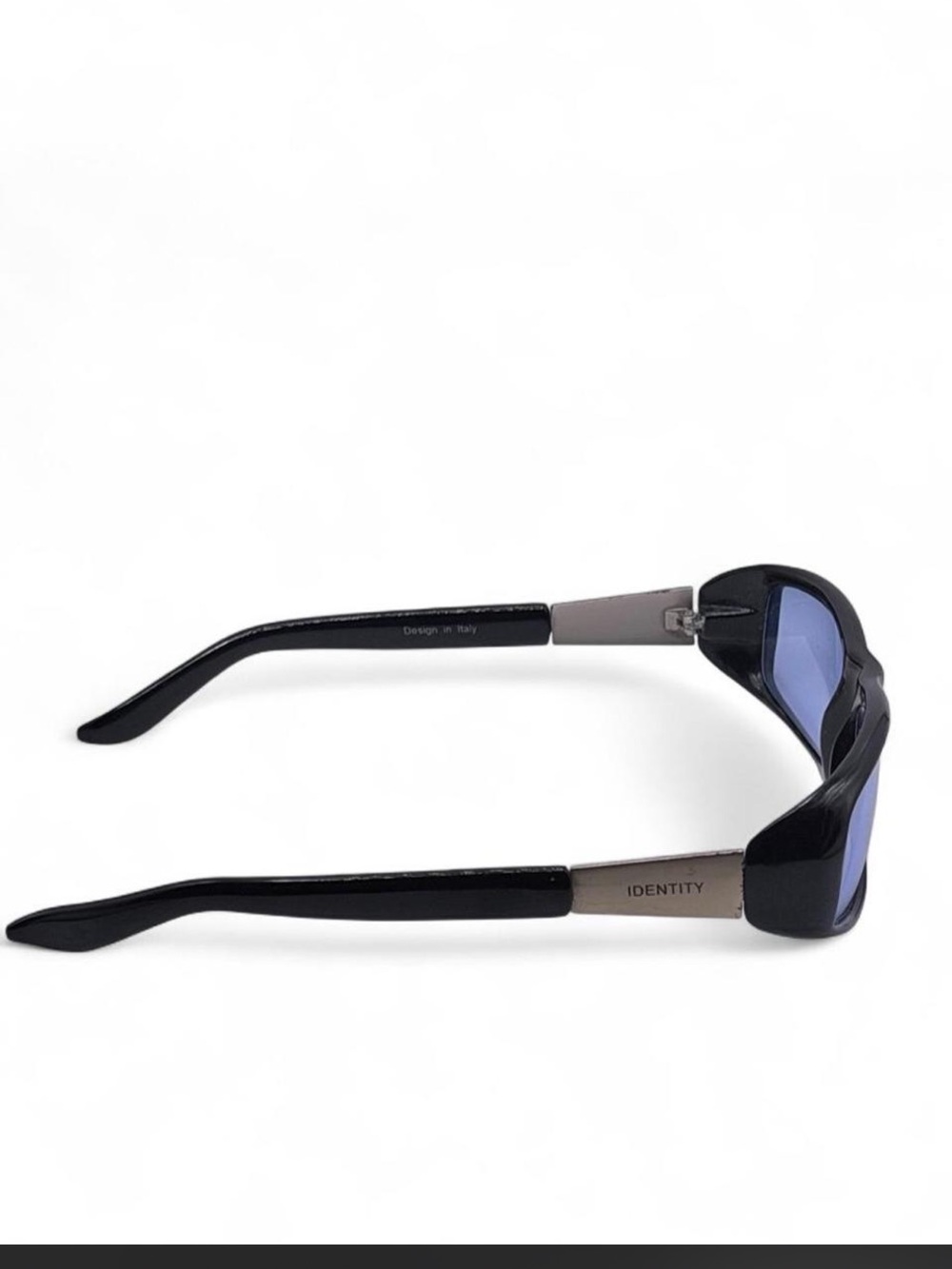 Y2K Identity Wraparound Sunglasses Black Blue Lens Retro Cyber - Picture 3 of 11